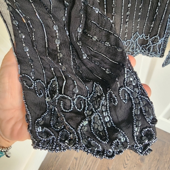 Vintage Julia Kim 100% Silk Beaded Jacket with Hook and Eye Closure Arttowear - Picture 3 of 12